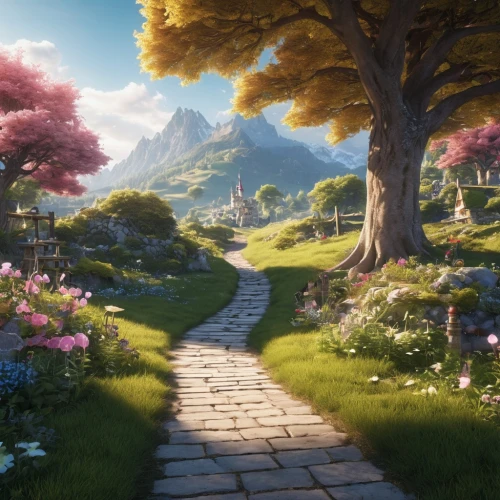 pathway,the mystical path,the path,beauty scene,towards the garden,hiking path,fantasy landscape,clove garden,flower garden,way of the roses,forest path,wooden path,springtime background,home landscape,spring background,to the garden,fable,path,full hd wallpaper,druid grove,Photography,General,Realistic