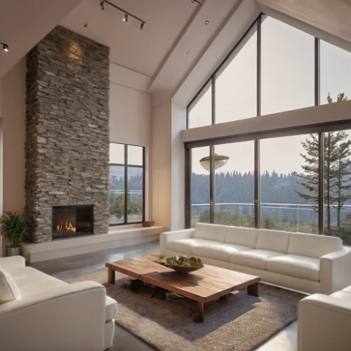 modern living room,fire place,luxury home interior,family room,interior modern design,living room,bonus room,fireplaces,livingroom,beautiful home,contemporary decor,house in mountains,modern decor,house in the mountains,great room,big window,the cabin in the mountains,wooden windows,fireplace,wood window
