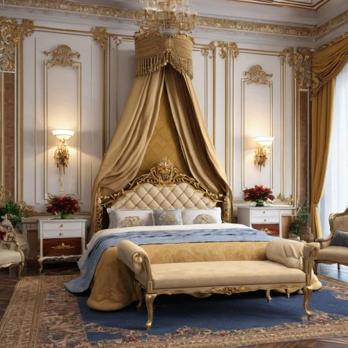 ornate room,napoleon iii style,luxurious,luxury,great room,luxury hotel,four poster,bridal suite,four-poster,gold stucco frame,neoclassical,rococo,sleeping room,venice italy gritti palace,luxury home interior,luxury property,canopy bed,boutique hotel,neoclassic,guest room,Photography,General,Realistic