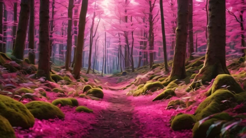fairy forest,fairytale forest,germany forest,forest path,enchanted forest,forest of dreams,pink grass,elven forest,aaa,magenta,pink dawn,forest floor,holy forest,deep pink,forest glade,purple landscape,forest walk,fairy world,forest landscape,pink-purple,Photography,General,Natural