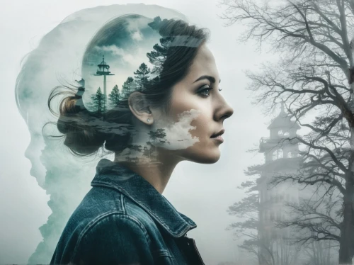 double exposure,photo manipulation,photoshop manipulation,woman thinking,image manipulation,photomanipulation,digital compositing,head woman,multiple exposure,mystical portrait of a girl,conceptual photography,sci fiction illustration,depressed woman,cognitive psychology,parallel worlds,girl with tree,the pollution,photomontage,dualism,mind,Photography,Artistic Photography,Artistic Photography 07