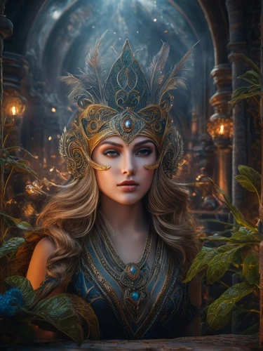 fantasy portrait,fantasy art,the enchantress,faery,fantasy picture,elven,mystical portrait of a girl,blue enchantress,faerie,fantasia,violet head elf,dryad,fairy tale character,sorceress,3d fantasy,fantasy woman,celtic queen,portrait background,lakshmi,jaya,Photography,General,Fantasy