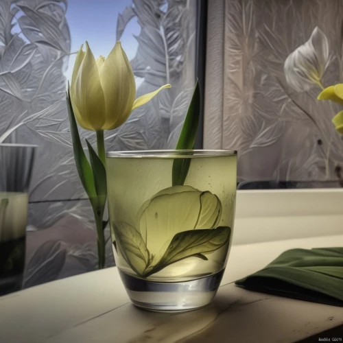 glass vase,still life of spring,tulip white,glass painting,glass series,lily water,two tulips,tulpenbüten,easter lilies,moth orchid,tulipa,ikebana,shashed glass,still life photography,tulip background,flower vase,lisianthus,tulip flowers,stemless gentian,glasswares,Photography,General,Realistic