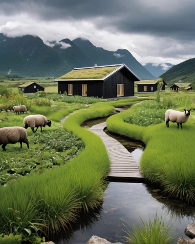alpine pastures,ricefield,grass roof,rice paddies,the rice field,rice fields,rice field,green landscape,yamada's rice fields,vegetables landscape,rice terrace,paddy field,green grass,green meadow,rice cultivation,norway island,grassland,home landscape,mountain pasture,japan landscape,Photography,General,Realistic