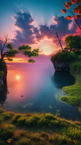 landscape background,fantasy landscape,purple landscape,beautiful landscape,nature landscape,an island far away landscape,background view nature,coastal landscape,fantasy picture,full hd wallpaper,background colorful,landscape nature,landscapes beautiful,colorful background,splendid colors,virtual landscape,natural landscape,evening lake,river landscape,beautiful lake,Photography,General,Realistic