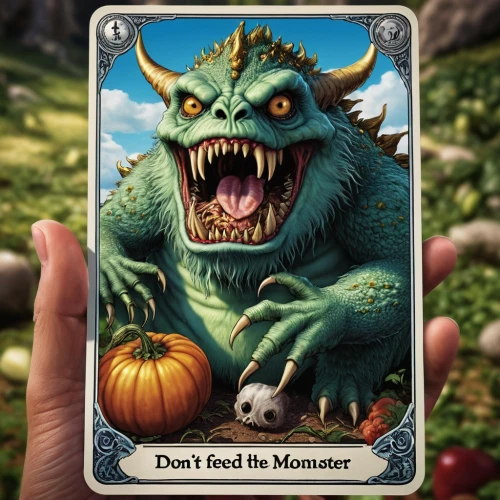 collectible card game,weaver card,child monster,tea card,skylander giants,halloween frame,game illustration,old card,a mounting member,three eyed monster,monster,monsters,frame border illustration,seed-eater,one eye monster,pocket monster,skylanders,worry-eater,autumn icon,halloween poster,Photography,General,Realistic