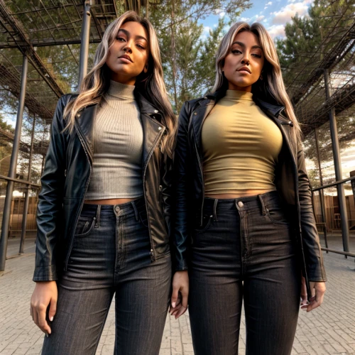 social,mirroring,mirror image,mirrored,mirrors,album cover,lionesses,mirror reflection,genes,see-through clothing,double,brown sugar,twin,reflective,leather jacket,clones,reflection,model-a,concrete background,clone