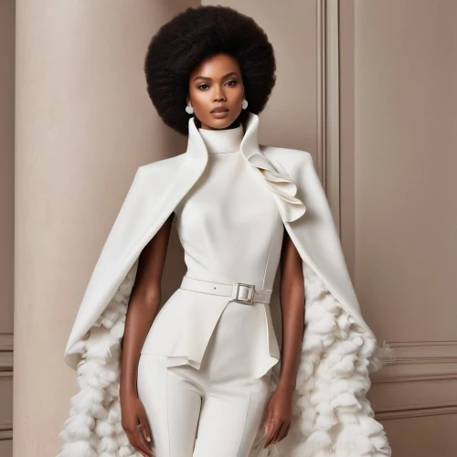 bridal clothing,white fur hat,afroamerican,suit of the snow maiden,white silk,haute couture,artificial hair integrations,bolero jacket,fashion dolls,white coat,fur clothing,imperial coat,fashion doll,afro-american,african american woman,white velvet,vanity fair,menswear for women,afro american,vogue,Photography,Fashion Photography,Fashion Photography 04