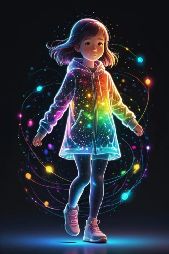 children's background,fairy galaxy,neon body painting,light paint,luminous,colorful light,colorful star scatters,kids illustration,mystical portrait of a girl,illustrator,drawing with light,sci fiction illustration,aura,rainbow pencil background,light art,prism,light graffiti,light drawing,colored lights,electronic music,Illustration,Abstract Fantasy,Abstract Fantasy 22