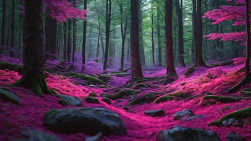 fairy forest,fairytale forest,forest floor,germany forest,forest of dreams,enchanted forest,pink grass,black forest,holy forest,deep pink,elven forest,magenta,purple landscape,forest dark,aaa,forest glade,forest,japan landscape,forest landscape,beautiful japan,Photography,General,Natural