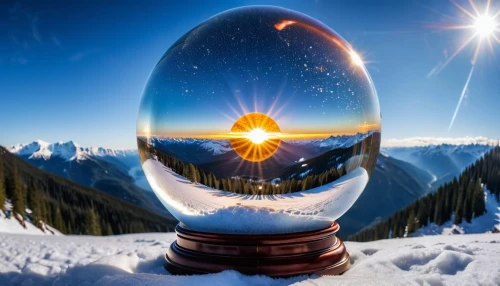crystal ball-photography,snow globes,crystal ball,crystal egg,snow globe,snowglobes,glass sphere,lens flare,sun reflection,ice ball,glass ball,frozen bubble,parabolic mirror,reflector,lens reflection,lensball,incandescent light bulb,inner light,mirror ball,frozen soap bubble,Photography,General,Realistic
