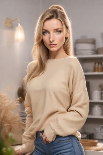 girl in the kitchen,jeans background,cooking show,barista,cookware and bakeware,female model,sweater,diet icon,olallieberry,in a shirt,poppy seed,portrait background,women clothes,casserole,menswear for women,long-sleeved t-shirt,belarus byn,blonde woman,natural cosmetic,chef