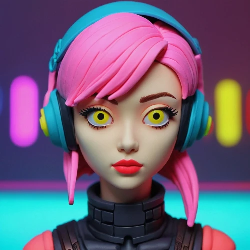 3d figure,doll's facial features,radio-controlled toy,3d model,plug-in figures,cyberpunk,barbie,artist doll,plastic model,headphone,game figure,echo,girl at the computer,disc jockey,anime 3d,midi,neon human resources,female doll,kotobukiya,vector girl,Unique,3D,Clay