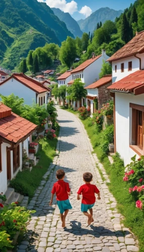 korean folk village,little girls walking,mountain village,alpine village,girl and boy outdoor,albania,popeye village,basque rural sports,escher village,village life,south korea,korean village snow,children's background,montenegro,walk with the children,little girl running,wooden houses,romania,village scene,villages,Photography,General,Realistic