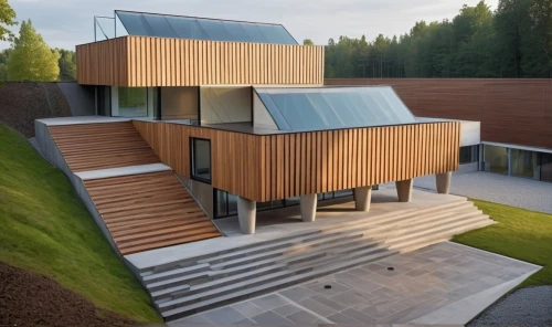dunes house,corten steel,timber house,wooden decking,modern house,cubic house,wooden house,modern architecture,cube house,wood deck,grass roof,danish house,eco-construction,folding roof,house shape,metal cladding,archidaily,residential house,roof landscape,turf roof,Photography,General,Realistic