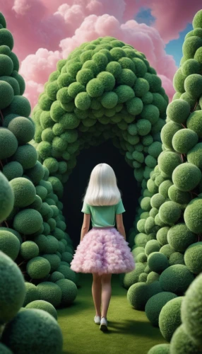 mushroom landscape,alice in wonderland,wonderland,children's background,girl with tree,fairy forest,forest of dreams,fairy world,3d fantasy,surrealism,dream world,fairy door,studio ghibli,little girl in pink dress,world digital painting,forest anemone,mushroom island,cloud mushroom,fantasy picture,fairy house,Photography,Artistic Photography,Artistic Photography 11