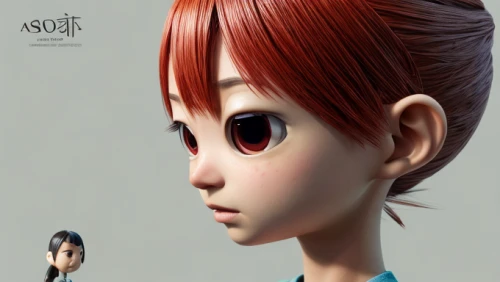 anime 3d,princess anna,artist doll,sculpt,pixie-bob,3d figure,doll's facial features,redhead doll,elf,female doll,violet head elf,3d model,doll figure,doll's head,the japanese doll,clay doll,worried girl,designer dolls,japanese doll,game figure,Calligraphy,Illustration,Cute Cartoon Illustration