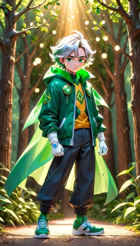 green jacket,patrol,forest man,clover jackets,marie leaf,forest walk,leafy,ramsons,takikomi gohan,forest clover,emerald,in the forest,green,green summer,windbreaker,green forest,hiker,killua hunter x,stylish boy,forest background,Anime,Anime,Cartoon