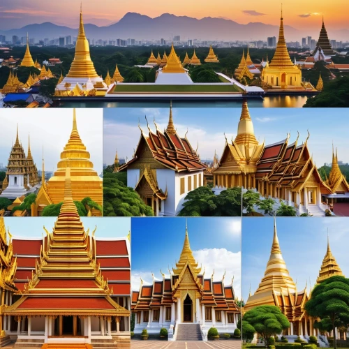 buddhist temple complex thailand,myanmar,grand palace,chiang rai,thailand thb,thailad,phra nakhon si ayutthaya,vientiane,dhammakaya pagoda,thai temple,wat huay pla kung,laos,phayao,thailand,cambodia,theravada buddhism,chiang mai,thai,ayutthaya,roof domes,Photography,General,Realistic