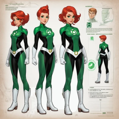 green lantern,costume design,comic character,redheads,a uniform,concept art,firestar,head woman,uniforms,retro paper doll,ivy family,starfire,protective suit,super heroine,hero academy,paper dolls,sprint woman,jade,mary jane,comic characters,Unique,Design,Character Design