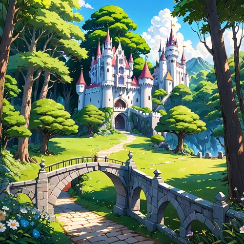fairy tale castle,fairytale castle,fantasy world,fantasy landscape,fairy world,fairy tale,disney castle,sleeping beauty castle,a fairy tale,disneyland park,knight's castle,fantasy city,fairy village,castle park,3d fantasy,knight village,wonderland,fairytale forest,fairytale,disney-land,Anime,Anime,Traditional