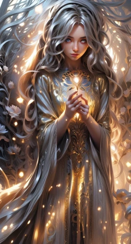 fire angel,mystical portrait of a girl,sorceress,light bearer,fantasy portrait,flame spirit,fantasy art,angel,the snow queen,the enchantress,golden heart,star mother,faery,archangel,divination,priestess,fire artist,candlemaker,baroque angel,fantasy picture