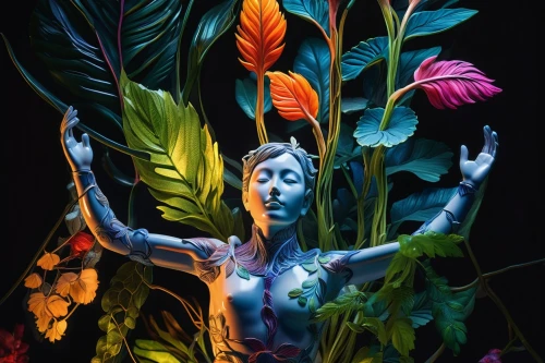 bodypainting,neon body painting,body painting,bodypaint,kahila garland-lily,cirque du soleil,ikebana,flora,rusalka,body art,woman sculpture,png sculpture,mother earth statue,garden sculpture,pachamama,janmastami,lotus with hands,kundalini,dryad,garden fairy,Photography,Artistic Photography,Artistic Photography 02