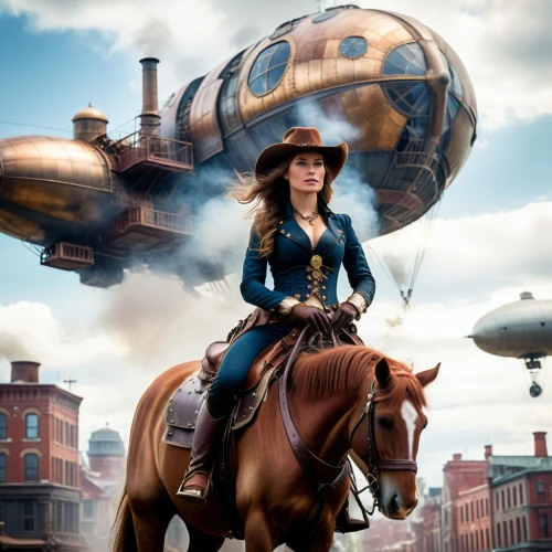 airship,steampunk,airships,air ship,flying machine,western riding,wild west,steampunk gears,digital compositing,wonder woman city,hot air,stagecoach,cowgirls,cowgirl,western film,gunfighter,blimp,sheriff,fallout4,wagon wheels,Photography,General,Cinematic