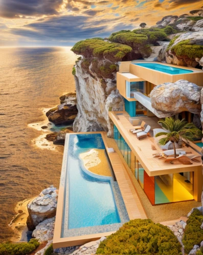 infinity swimming pool,luxury property,cliffs ocean,holiday villa,luxury real estate,dunes house,luxury home,pool house,beach house,beautiful home,ocean view,roof top pool,cliff top,landscape design sydney,house by the water,holiday home,luxury hotel,dream beach,modern architecture,modern house