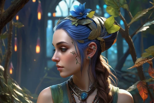 fantasy portrait,elven flower,elven,blue enchantress,faery,fantasy art,faerie,violet head elf,vanessa (butterfly),the enchantress,mystical portrait of a girl,fae,portrait background,girl in a wreath,wood elf,cg artwork,fantasy picture,dryad,artemisia,fairy queen,Photography,Artistic Photography,Artistic Photography 02