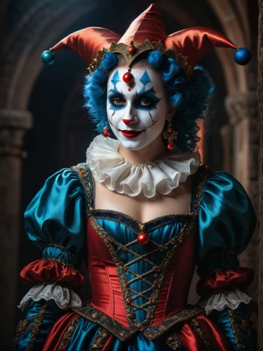 the carnival of venice,queen of hearts,jester,horror clown,gothic portrait,cirque,creepy clown,scary clown,harley quinn,cirque du soleil,ringmaster,harlequin,bodypainting,masquerade,venetian mask,clown,cosplay image,dracula,vampire woman,fairy tale character,Photography,General,Fantasy