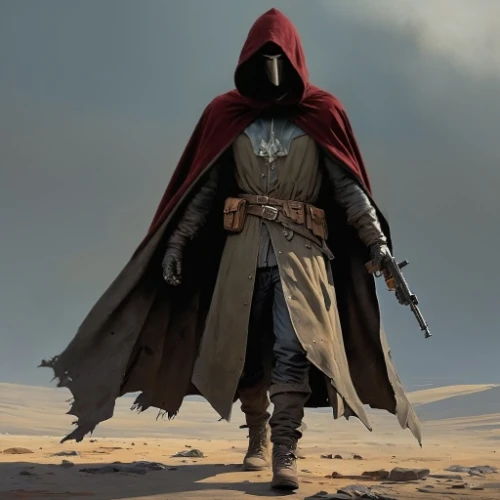 hooded man,assassin,the wanderer,cloak,jedi,red cape,hooded,scythe,darth wader,monk,darth maul,assassins,dodge warlock,obi-wan kenobi,red hood,imperial coat,templar,solo,grim reaper,celebration cape
