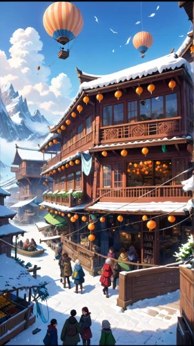 korean village snow,winter village,winter festival,alpine village,ski resort,christmas market,oktoberfest background,mountain village,alpine restaurant,korean folk village,snow scene,marketplace,tavern,winter house,bazaar,chinese background,japanese restaurant,spring festival,advent market,ski station,Anime,Anime,Traditional