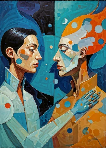 two people,man and woman,conversation,gemini,dispute,oil on canvas,exchange of ideas,into each other,young couple,man and wife,oil painting on canvas,musicians,contemporary witnesses,connection,the listening,ego,the hands embrace,tango,interaction,picasso