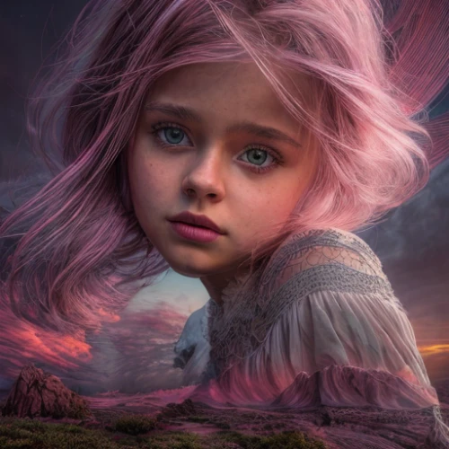 little girl in wind,mystical portrait of a girl,fantasy portrait,rapunzel,fae,little girl fairy,child fairy,little girl in pink dress,world digital painting,fantasy picture,child portrait,photo manipulation,eglantine,fantasy art,sky rose,faery,pink dawn,photomanipulation,photoshop manipulation,rosa 'the fairy,Light and shadow,Landscape,Sky 4