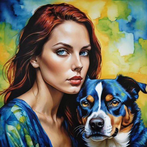 girl with dog,oil painting on canvas,art painting,oil painting,king charles spaniel,romantic portrait,cavalier king charles spaniel,cool pop art,bulldog,artistic portrait,custom portrait,oil on canvas,photo painting,fantasy art,italian painter,female dog,pop art style,canina,dog breed,david bates,Photography,General,Realistic