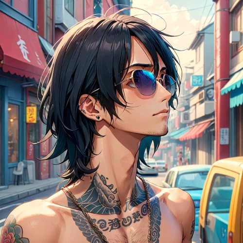 ray-ban,city ​​portrait,sunglass,summer background,sunglasses,stylish boy,ren,aladdin,sun glasses,shopping icon,street life,cg artwork,aviator sunglass,male character,colorful city,adonis,portrait background,background images,male elf,summer icons,Anime,Anime,Traditional