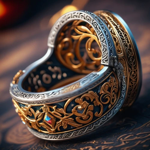 ring with ornament,ring jewelry,wedding ring,golden ring,gold filigree,filigree,gold bracelet,bracelet jewelry,wedding band,wedding rings,gold rings,colorful ring,gold jewelry,bangle,gift of jewelry,bangles,jewelry basket,engagement ring,jewelry（architecture）,fire ring,Photography,General,Fantasy