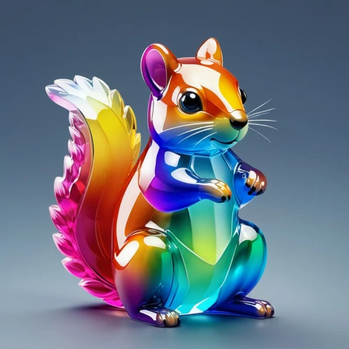 rainbow rabbit,color rat,silver agouti,mozilla,raimbow,squirell,gold agouti,nyan,firefox,rainbow background,atlas squirrel,scandia gnome,3d figure,rainbow unicorn,gay pride,squirrel,abert's squirrel,animals play dress-up,musical rodent,whimsical animals,Unique,3D,Isometric