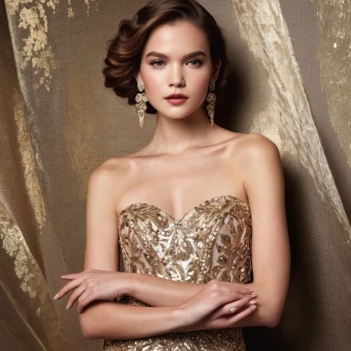 daisy jazz isobel ridley,elegant,evening dress,bridal jewelry,social,elegance,bridal clothing,strapless dress,quinceanera dresses,bridal accessory,gold jewelry,jeweled,gold foil crown,ball gown,golden coral,female model,gown,princess sofia,glamour,glamorous,Conceptual Art,Daily,Daily 03