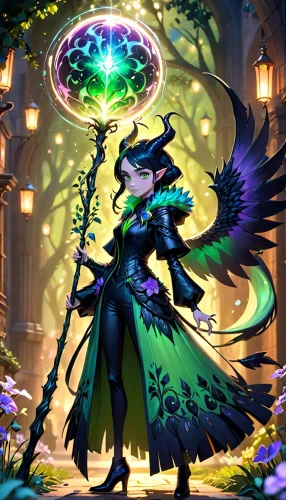 fairy peacock,fae,strix nebulosa,nightshade plant,sorceress,summoner,evil fairy,druid,dodge warlock,fantasia,caerula,crow queen,magus,rosa 'the fairy,blue enchantress,mezzelune,deadly nightshade,mage,raven bird,raven's feather,Anime,Anime,Cartoon