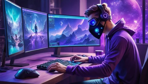 lan,connectcompetition,man with a computer,twitch icon,gamer,skeleltt,computer game,game illustration,twitch logo,headset profile,computer addiction,lures and buy new desktop,online support,purple background,pc,gamer zone,gaming,dj,edit icon,purple wallpaper,Illustration,Realistic Fantasy,Realistic Fantasy 01