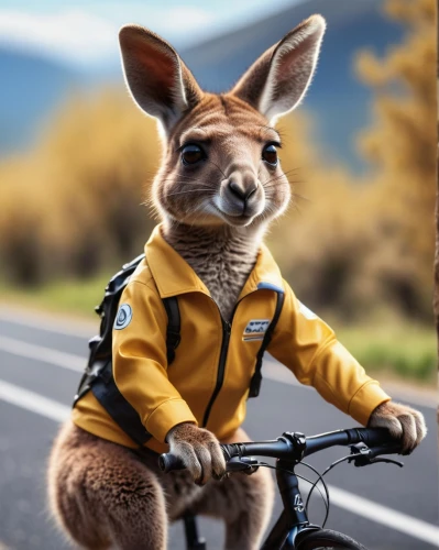 cangaroo,kangaroo,australian wildlife,biking,cycling,bicycle clothing,bicycling,cyclist,anthropomorphized animals,tour de france,to go biking,bicycle ride,bicycle riding,bike ride,marsupial,biker,red kangaroo,bikejoring,wallaby,kangaroo with cub,Photography,General,Commercial