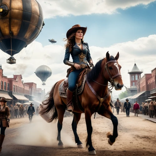 wild west,western riding,steampunk,airships,western,cowgirls,airship,digital compositing,western pleasure,western film,cowgirl,country-western dance,charreada,american frontier,hot-air-balloon-valley-sky,stagecoach,photo manipulation,oktoberfest background,photoshop manipulation,fantasy picture,Photography,General,Cinematic