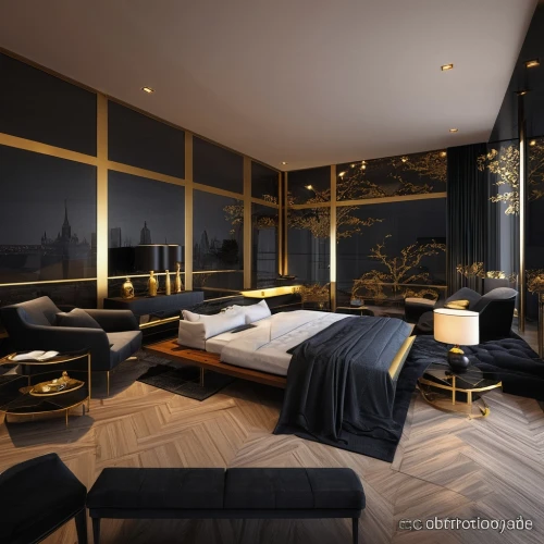 great room,sleeping room,penthouse apartment,modern room,luxury home interior,luxurious,luxury hotel,luxury,luxury property,ornate room,interior modern design,interior design,3d rendering,black and gold,luxury suite,crib,livingroom,luxury bathroom,loft,gold wall,Photography,General,Realistic