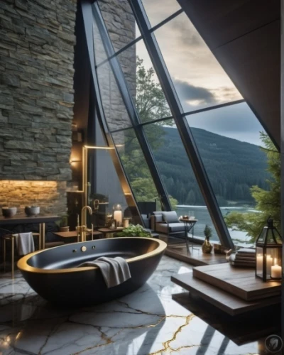 house in the mountains,house in mountains,the cabin in the mountains,luxury bathroom,luxury home interior,luxury property,roof landscape,interior modern design,luxury hotel,alpine style,futuristic architecture,beautiful home,chalet,modern decor,roof domes,mountain huts,modern architecture,interior design,mountain stone edge,glass wall