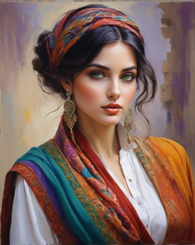 indian woman,girl with cloth,girl in cloth,mystical portrait of a girl,islamic girl,persian,oil painting,romantic portrait,oil painting on canvas,persian poet,young woman,assyrian,art painting,boho art,indian girl,girl portrait,headscarf,radha,indian art,baloch,Conceptual Art,Oil color,Oil Color 09