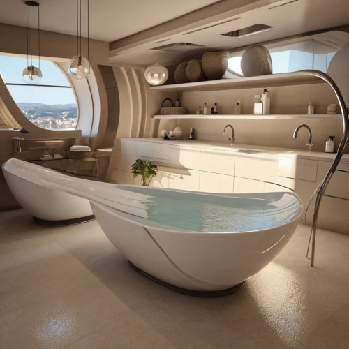 luxury yacht,luxury bathroom,yacht,on a yacht,luxury,yacht exterior,bathtub,penthouse apartment,floating island,luxurious,bathtub accessory,personal water craft,yachts,houseboat,luxury hotel,sailing yacht,ufo interior,futuristic architecture,luxury home interior,luxury property,Photography,General,Realistic
