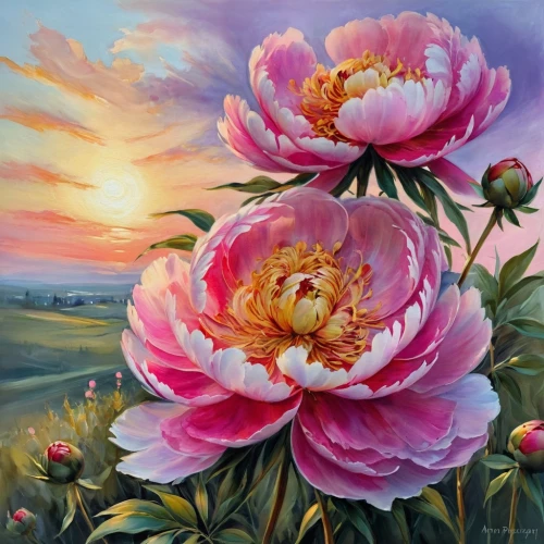 pink peony,peony pink,peony,flower painting,peonies,flower in sunset,pink dahlias,bella rosa,dahlias,chinese peony,lotus blossom,oil painting on canvas,lotus,common peony,lotus flowers,peony bouquet,oil painting,peony frame,pink water lilies,dahlia pink,Illustration,Paper based,Paper Based 11