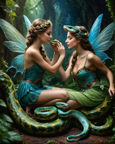snake charming,faery,snake charmers,fantasy picture,fantasy art,mermaids,green snake,faerie,emerald lizard,serpent,mythical creatures,anahata,believe in mermaids,reptiles,vintage fairies,green dragon,garden of eden,fairies,quetzal,green mamba,Photography,General,Fantasy